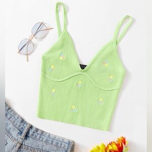 Knitted/Embroidered Strap Tank Top